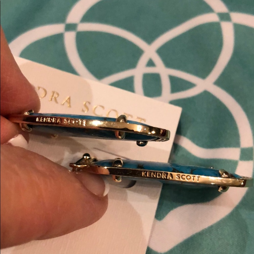 Kendra Scott Elle bronze veined turquoise earrings - Picture 7 of 8